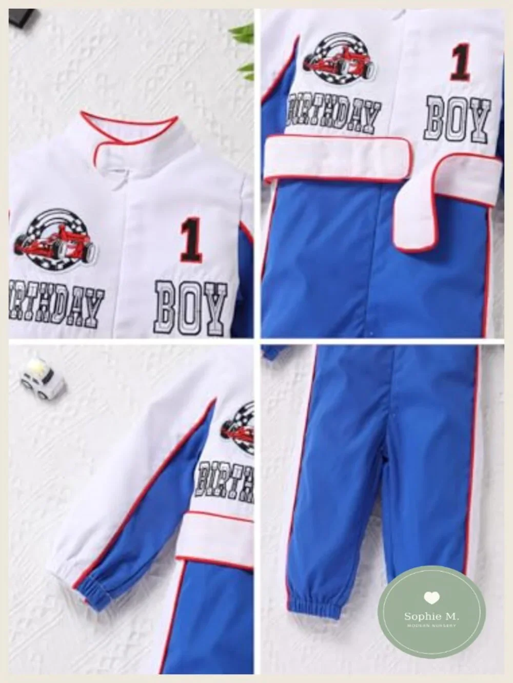 Baby 1st 2nd Birthday Outfit Race Car Jumpsuit Smash Cake Photo Shoot